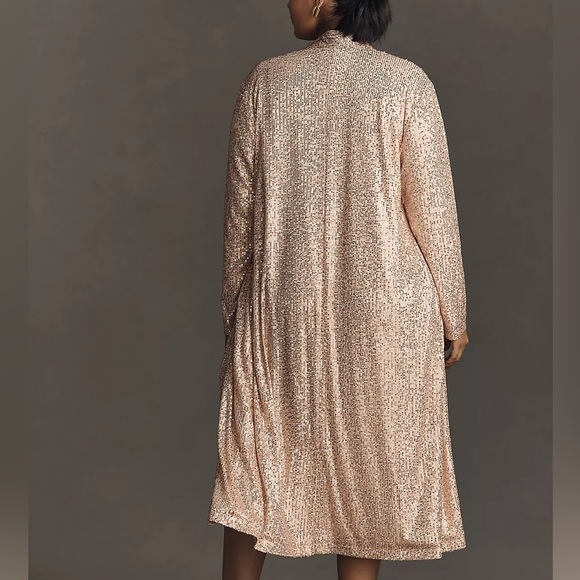 Mare Mare x Anthropologie Longline Sequin Kimono XS Rose Gold Pink Open Duster - Picture 4 of 11